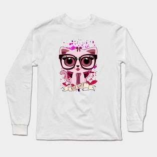 Nice Kitty - Black & PInk Long Sleeve T-Shirt